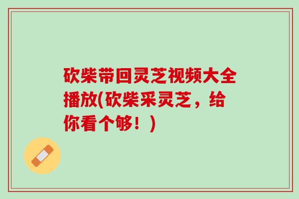 砍柴带回灵芝视频大全播放(砍柴采灵芝，给你看个够！)