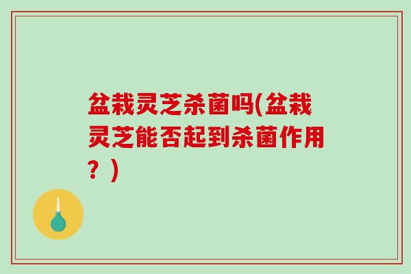 盆栽灵芝杀菌吗(盆栽灵芝能否起到杀菌作用？)