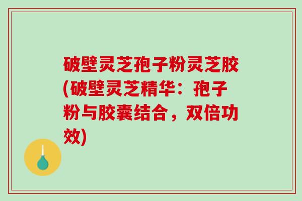破壁灵芝孢子粉灵芝胶(破壁灵芝精华：孢子粉与胶囊结合，双倍功效)