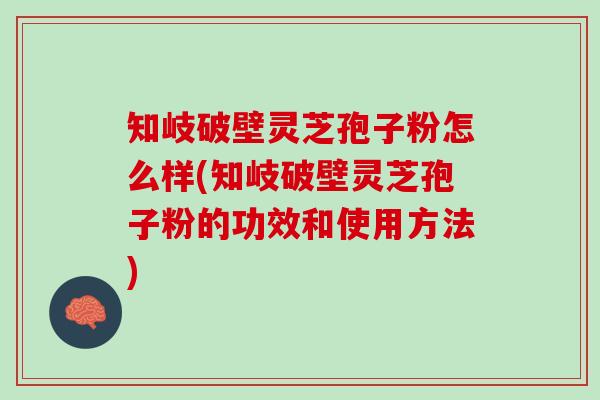 知岐破壁灵芝孢子粉怎么样(知岐破壁灵芝孢子粉的功效和使用方法)