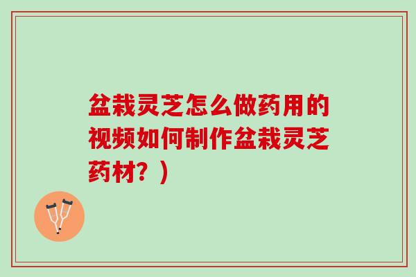 盆栽灵芝怎么做药用的视频如何制作盆栽灵芝药材？)