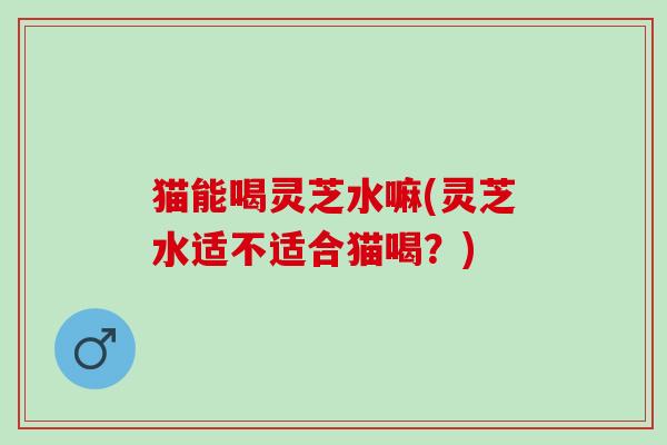 猫能喝灵芝水嘛(灵芝水适不适合猫喝？)