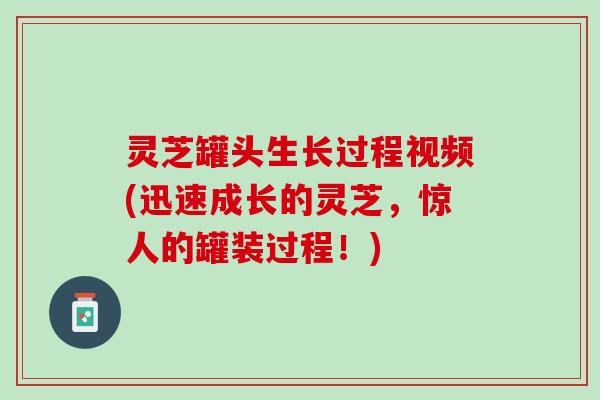 灵芝罐头生长过程视频(迅速成长的灵芝，惊人的罐装过程！)