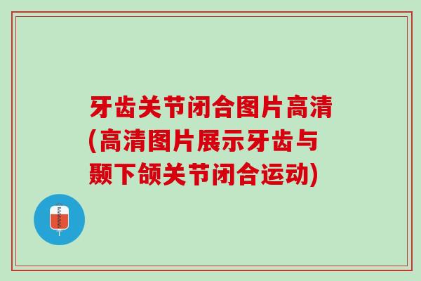 牙齿关节闭合图片高清(高清图片展示牙齿与颞下颌关节闭合运动)