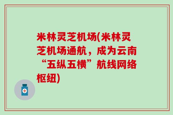 米林灵芝机场(米林灵芝机场通航，成为云南“五纵五横”航线网络枢纽)