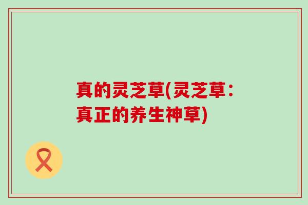 真的灵芝草(灵芝草：真正的养生神草)
