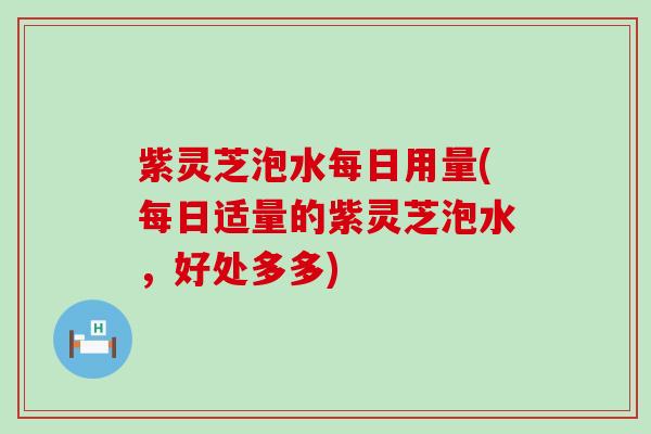 紫灵芝泡水每日用量(每日适量的紫灵芝泡水，好处多多)