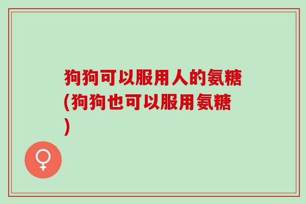 狗狗可以服用人的氨糖(狗狗也可以服用氨糖)