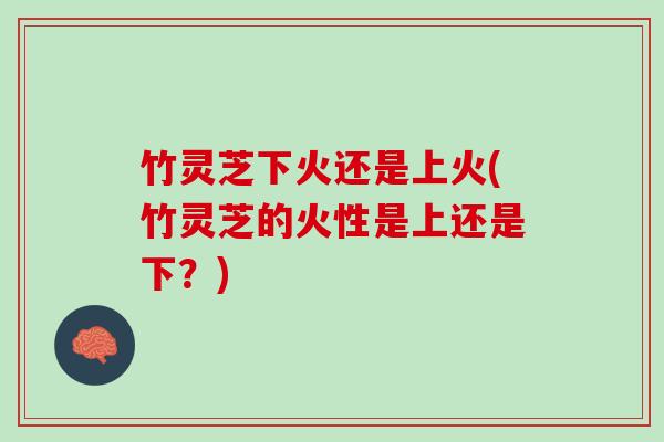 竹灵芝下火还是上火(竹灵芝的火性是上还是下？)