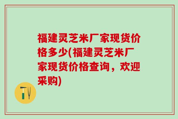 福建灵芝米厂家现货价格多少(福建灵芝米厂家现货价格查询，欢迎采购)