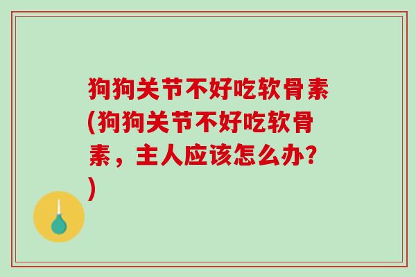 狗狗关节不好吃软骨素(狗狗关节不好吃软骨素，主人应该怎么办？)