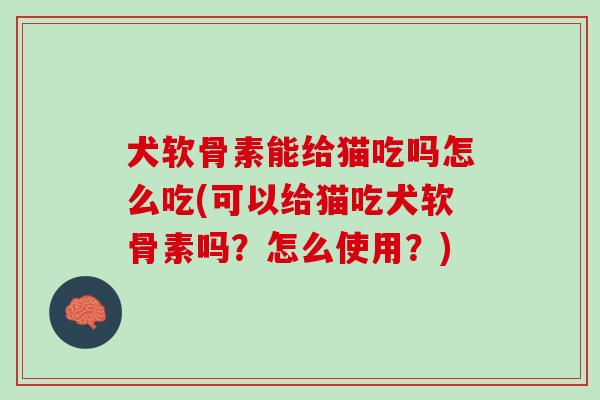 犬软骨素能给猫吃吗怎么吃(可以给猫吃犬软骨素吗？怎么使用？)