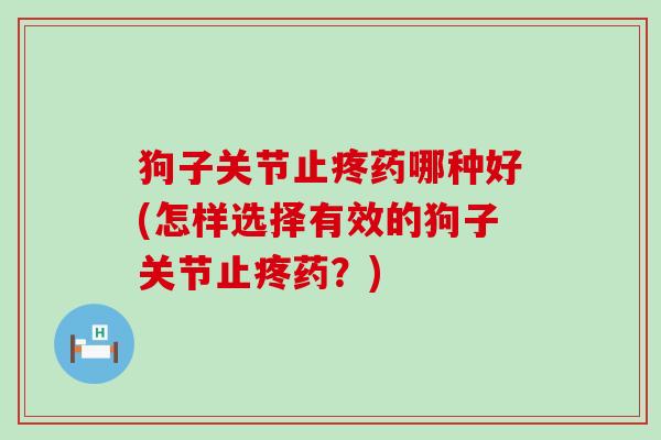 狗子关节止疼药哪种好(怎样选择有效的狗子关节止疼药？)