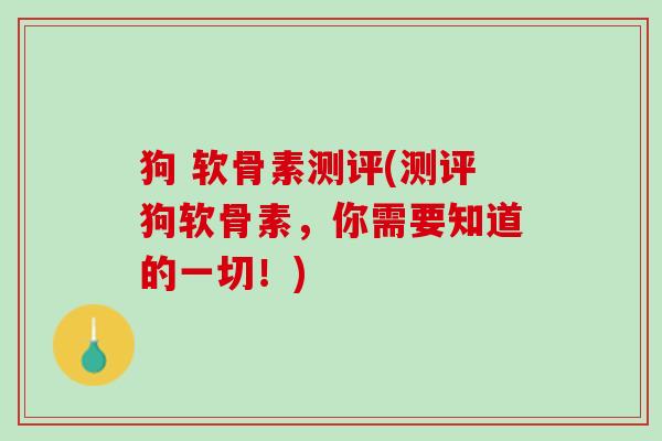 狗 软骨素测评(测评狗软骨素，你需要知道的一切！)