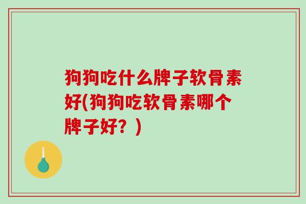 狗狗吃什么牌子软骨素好(狗狗吃软骨素哪个牌子好？)