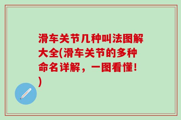 滑车关节几种叫法图解大全(滑车关节的多种命名详解，一图看懂！)