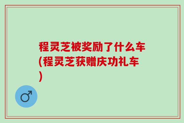 程灵芝被奖励了什么车(程灵芝获赠庆功礼车)