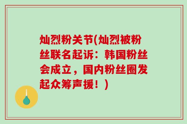 灿烈粉关节(灿烈被粉丝联名起诉：韩国粉丝会成立，国内粉丝圈发起众筹声援！)