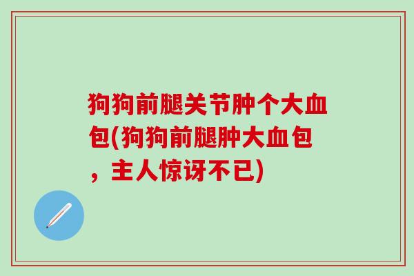 狗狗前腿关节肿个大血包(狗狗前腿肿大血包，主人惊讶不已)