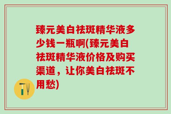 臻元美白祛斑精华液多少钱一瓶啊(臻元美白祛斑精华液价格及购买渠道，让你美白祛斑不用愁)