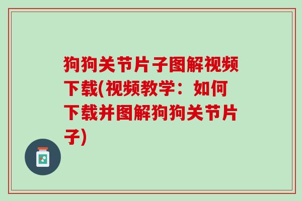 狗狗关节片子图解视频下载(视频教学：如何下载并图解狗狗关节片子)