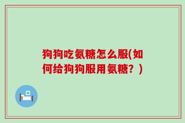 狗狗吃氨糖怎么服(如何给狗狗服用氨糖？)
