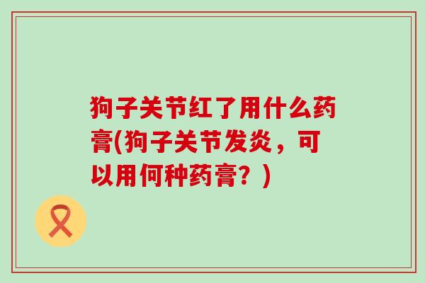 狗子关节红了用什么药膏(狗子关节发炎，可以用何种药膏？)