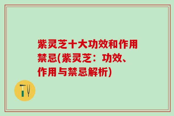 紫灵芝十大功效和作用禁忌(紫灵芝：功效、作用与禁忌解析)