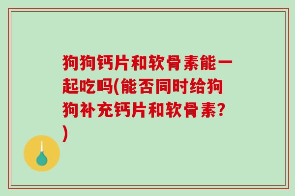 狗狗钙片和软骨素能一起吃吗(能否同时给狗狗补充钙片和软骨素？)