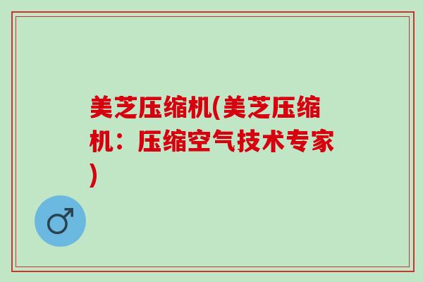 美芝压缩机(美芝压缩机：压缩空气技术专家)