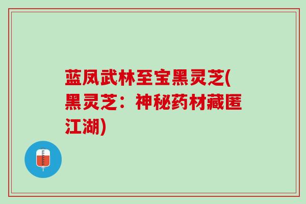 蓝凤武林至宝黑灵芝(黑灵芝：神秘药材藏匿江湖)