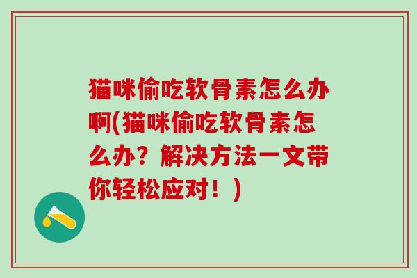 猫咪偷吃软骨素怎么办啊(猫咪偷吃软骨素怎么办？解决方法一文带你轻松应对！)
