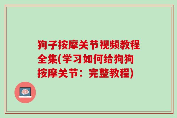 狗子按摩关节视频教程全集(学习如何给狗狗按摩关节：完整教程)