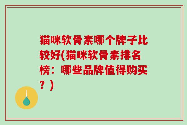 猫咪软骨素哪个牌子比较好(猫咪软骨素排名榜：哪些品牌值得购买？)