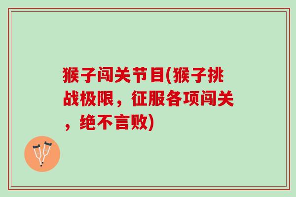 猴子闯关节目(猴子挑战极限，征服各项闯关，绝不言败)