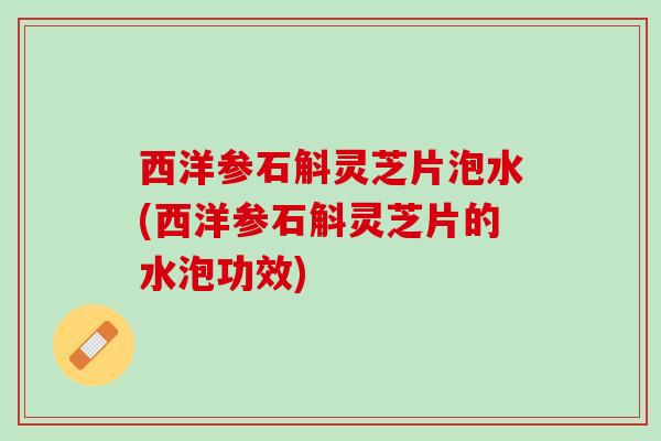 西洋参石斛灵芝片泡水(西洋参石斛灵芝片的水泡功效)