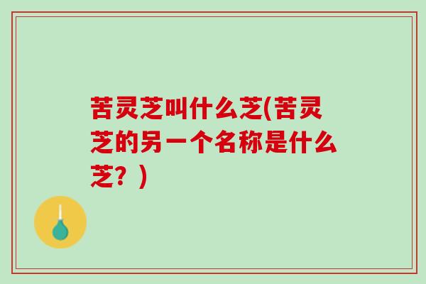 苦灵芝叫什么芝(苦灵芝的另一个名称是什么芝？)