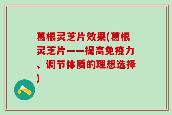 葛根灵芝片效果(葛根灵芝片——提高免疫力、调节体质的理想选择)