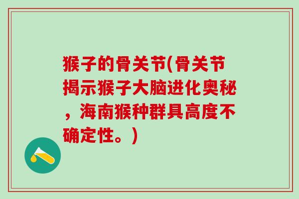 猴子的骨关节(骨关节揭示猴子大脑进化奥秘，海南猴种群具高度不确定性。)