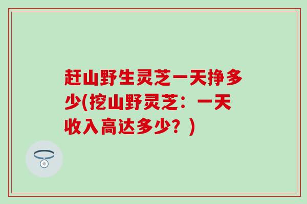 赶山野生灵芝一天挣多少(挖山野灵芝：一天收入高达多少？)