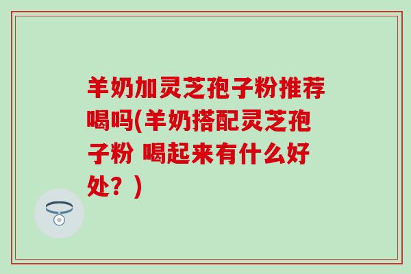 羊奶加灵芝孢子粉推荐喝吗(羊奶搭配灵芝孢子粉 喝起来有什么好处？)