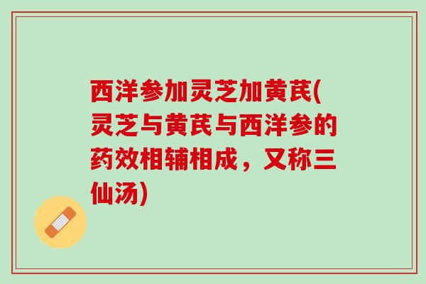 西洋参加灵芝加黄芪(灵芝与黄芪与西洋参的药效相辅相成，又称三仙汤)