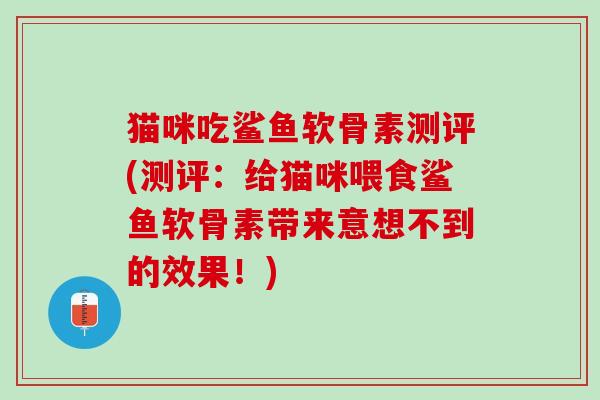 猫咪吃鲨鱼软骨素测评(测评：给猫咪喂食鲨鱼软骨素带来意想不到的效果！)