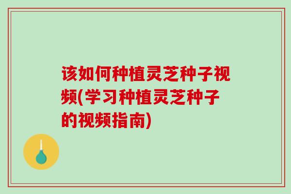 该如何种植灵芝种子视频(学习种植灵芝种子的视频指南)