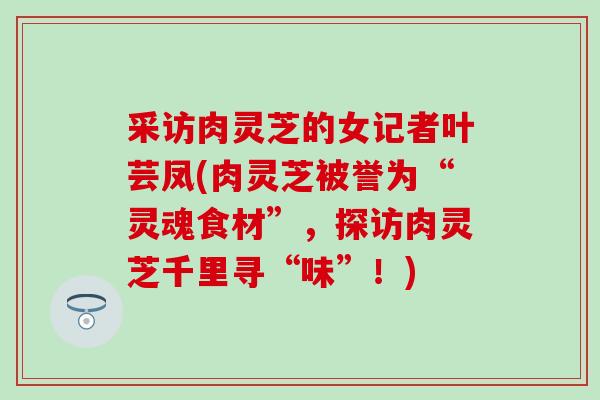 采访肉灵芝的女记者叶芸凤(肉灵芝被誉为“灵魂食材”，探访肉灵芝千里寻“味”！)