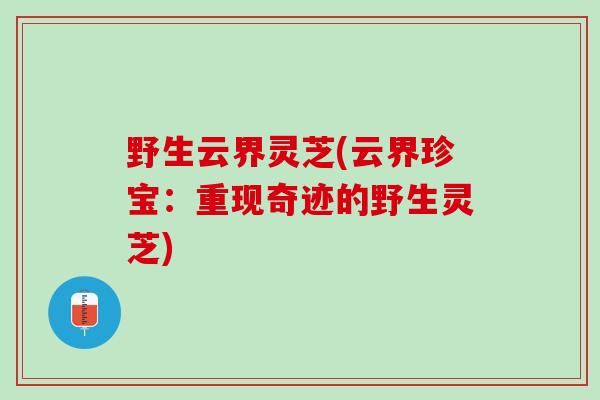野生云界灵芝(云界珍宝：重现奇迹的野生灵芝)