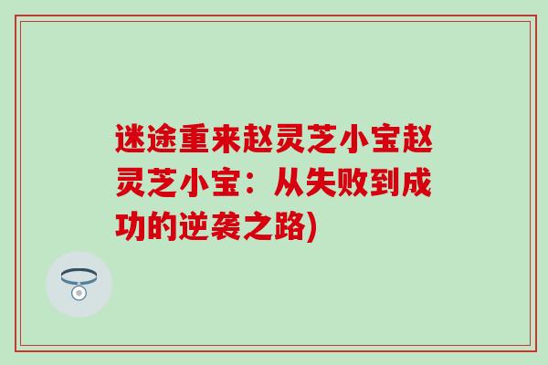 迷途重来赵灵芝小宝赵灵芝小宝：从失败到成功的逆袭之路)
