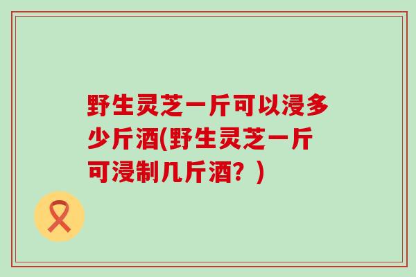 野生灵芝一斤可以浸多少斤酒(野生灵芝一斤可浸制几斤酒？)