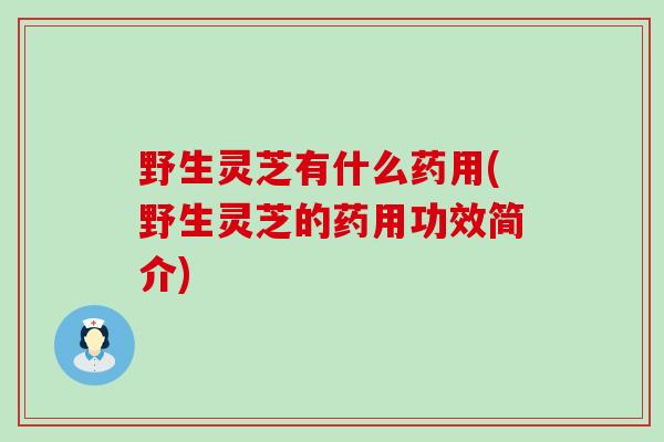 野生灵芝有什么药用(野生灵芝的药用功效简介)