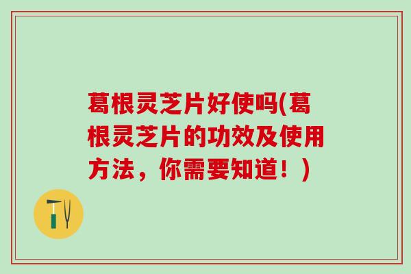葛根灵芝片好使吗(葛根灵芝片的功效及使用方法，你需要知道！)